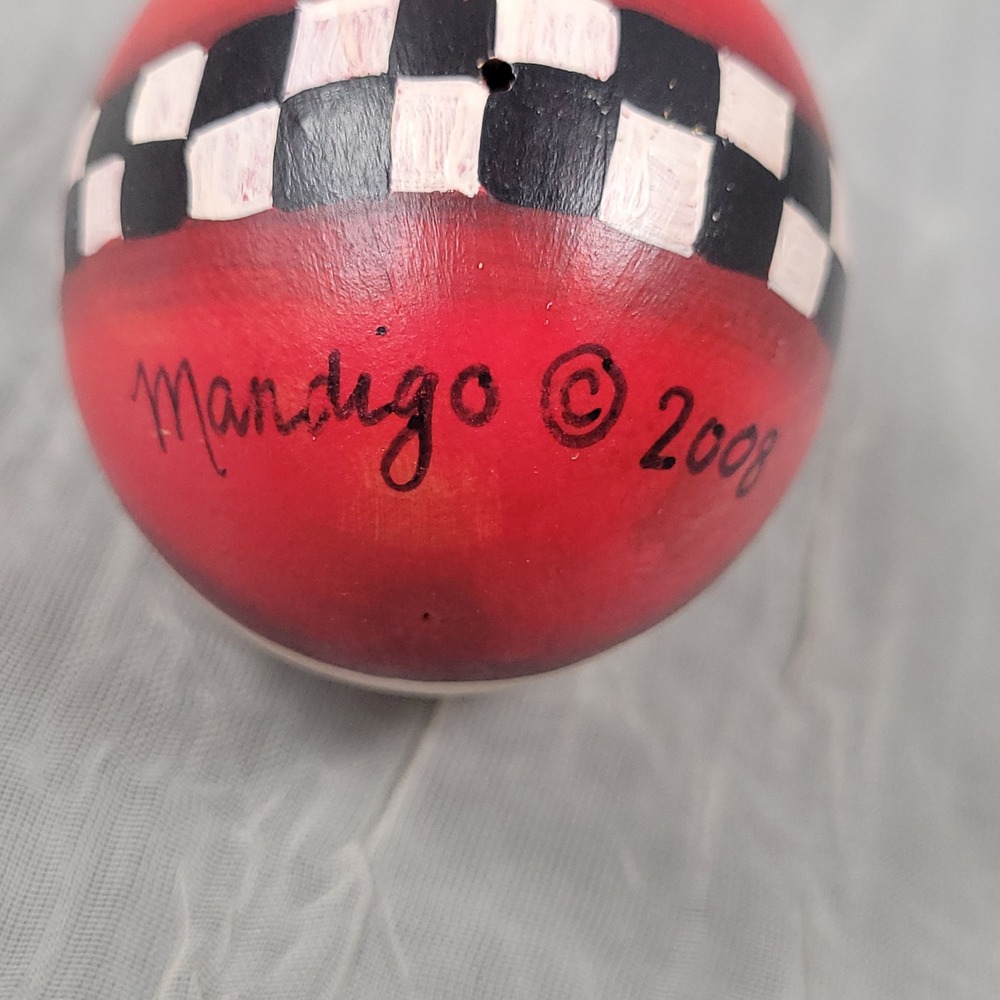 Mandigo Gourd Santa Ornament Red Hand Painted Folk Art 2008 Christmas Holiday - Picture 2 of 5